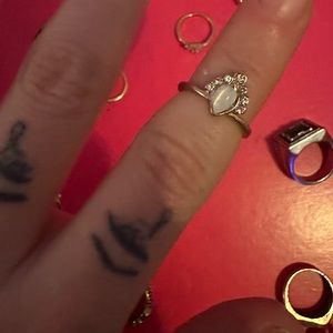 Free People Tear Drop Opal Rhinestone Gold Midi Ring